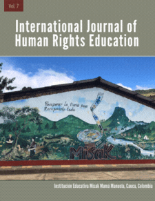 Cover art for Vol. 7 of IJHRE, featuring a photograph of Institución Educativa Misak Mamá Manuela, Cauca, Colombia